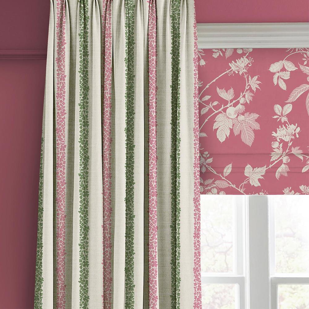 Graham & Brown Floral Boheme Stripe Pink And Green Curtain