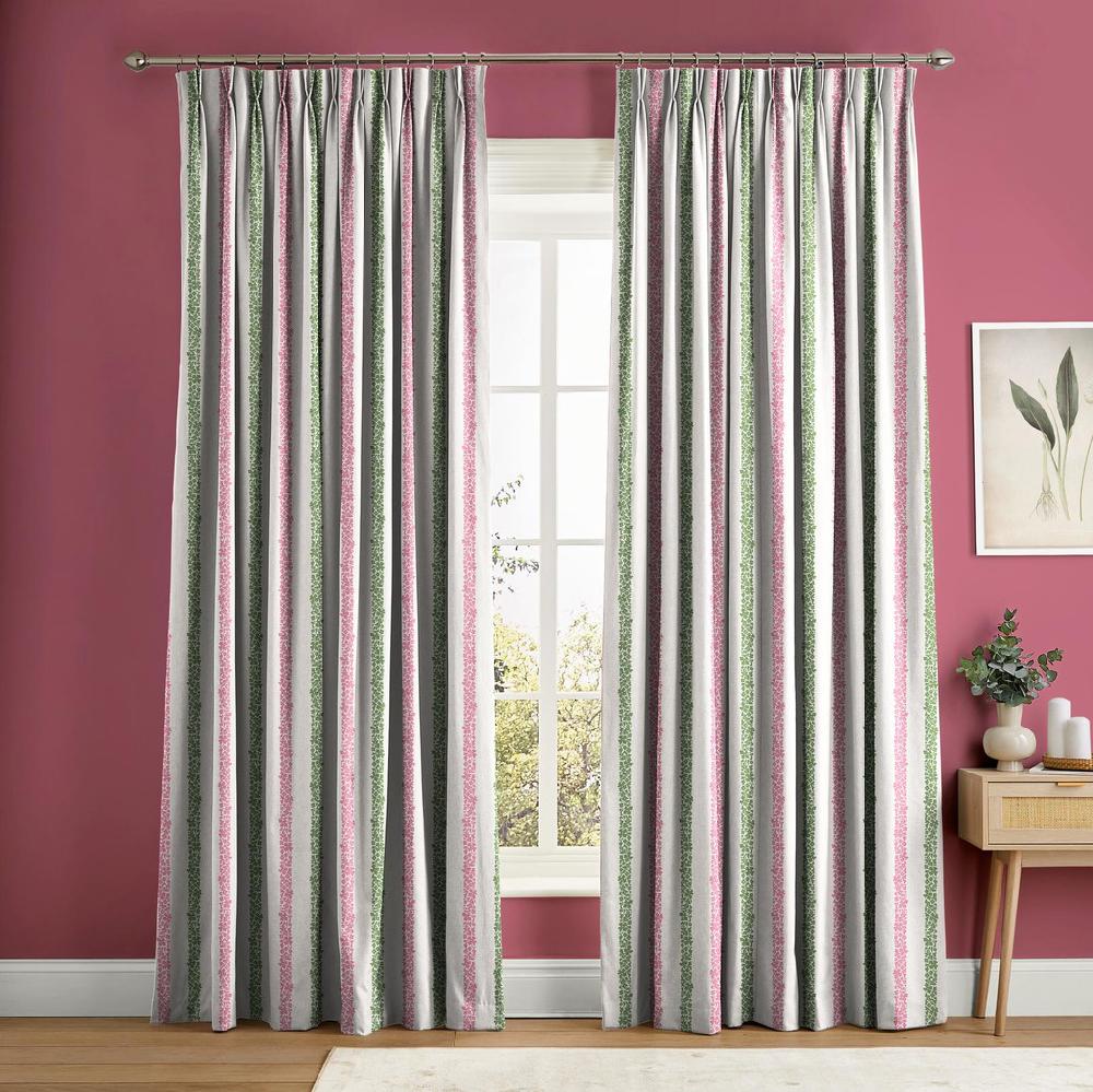 graham & brown Floral Boheme Stripe Pink and Green Curtain