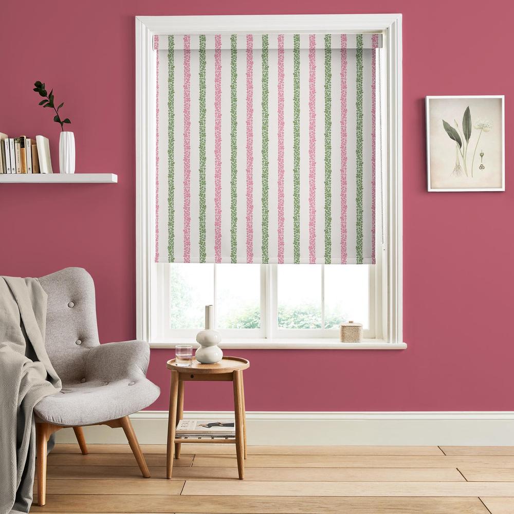 graham & brown Floral Boheme Stripe Pink and Green Roller Blind