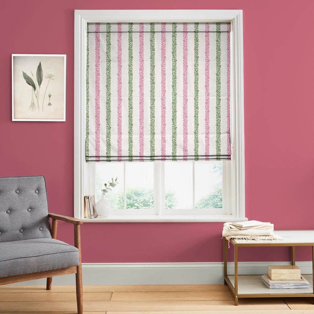graham & brown Floral Boheme Stripe Pink and Green Roman Blind