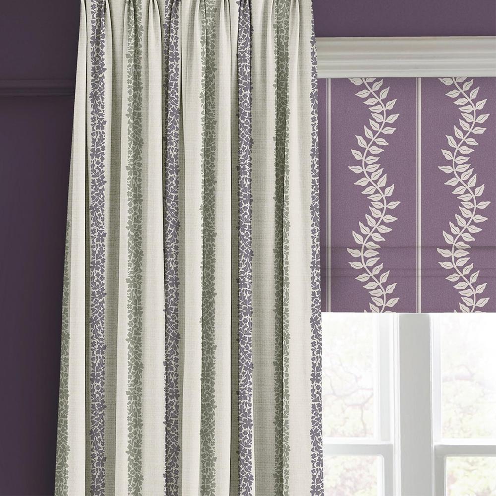 Graham & Brown Floral Boheme Stripe Purple And Green Curtain