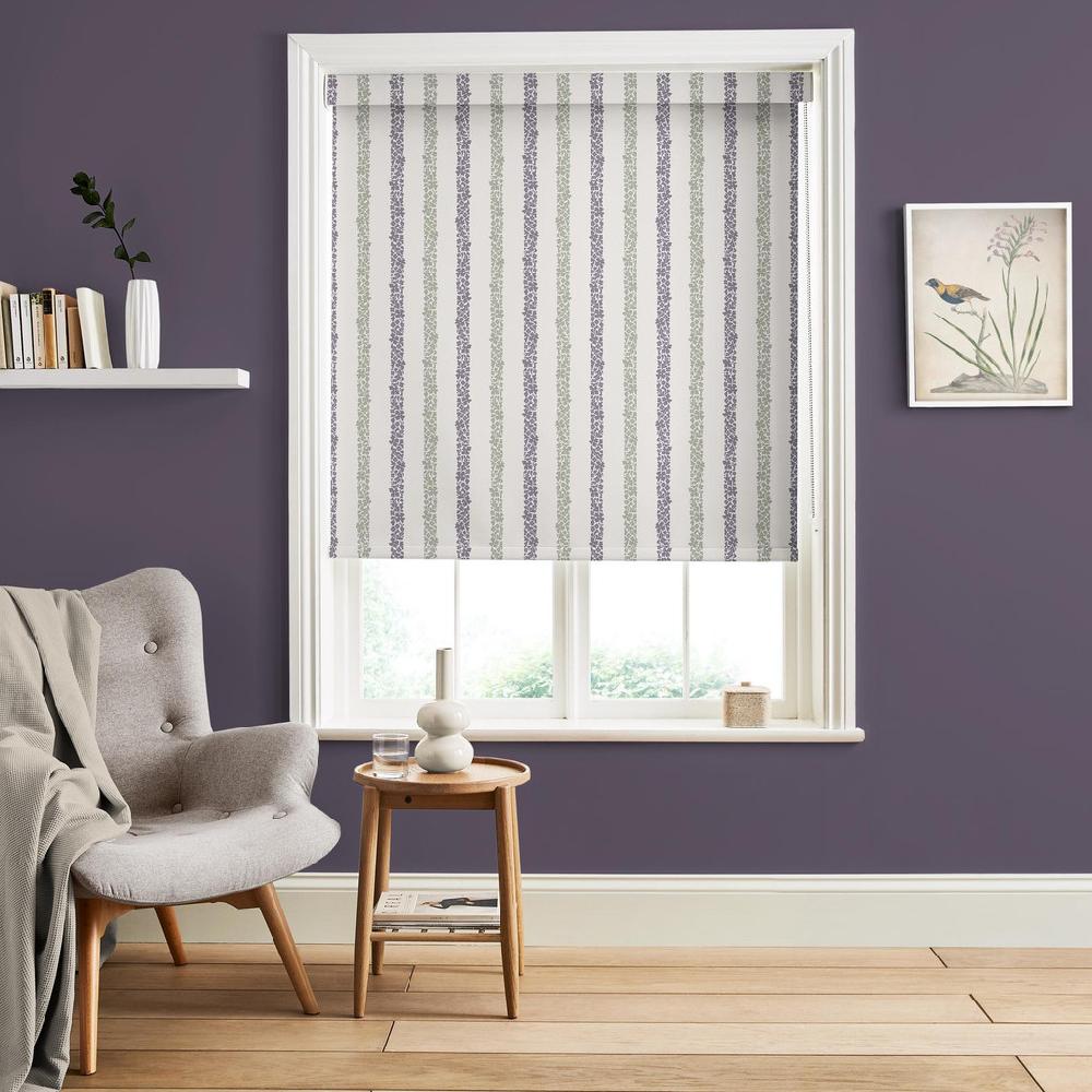 graham & brown Floral Boheme Stripe Purple and Green Roller Blind