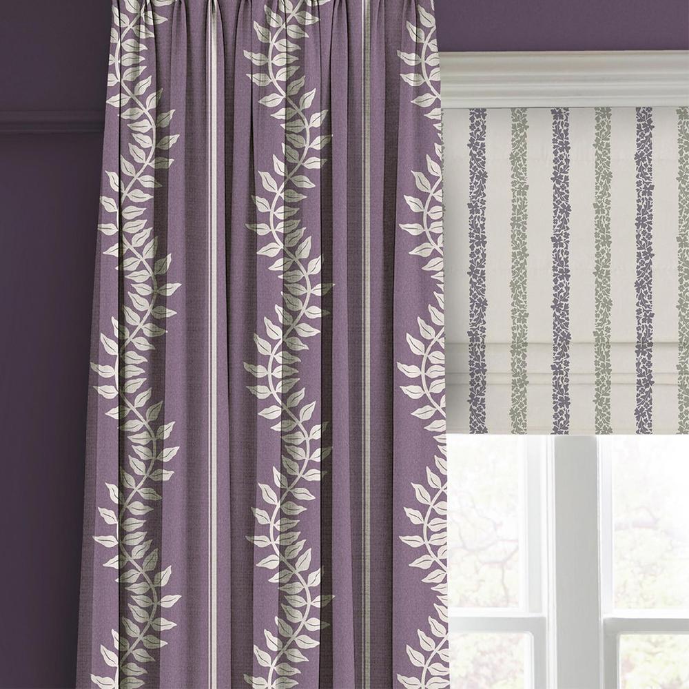 Graham & Brown Floral Boheme Stripe Purple And Green Roman Blind