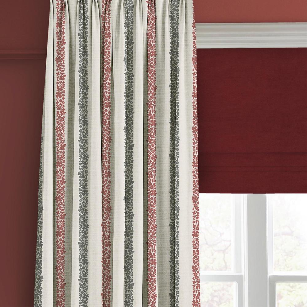 Graham & Brown Floral Boheme Stripe Red And Green Curtain