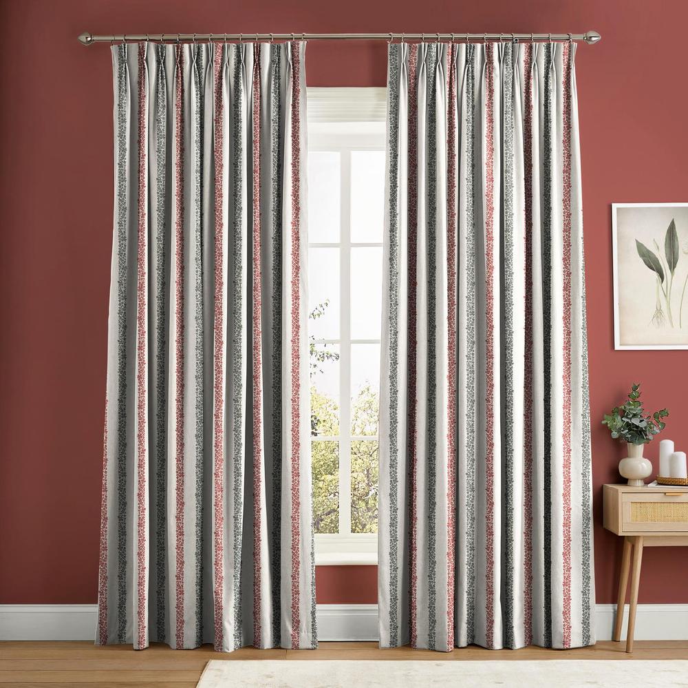 graham & brown Floral Boheme Stripe Red and Green Curtain