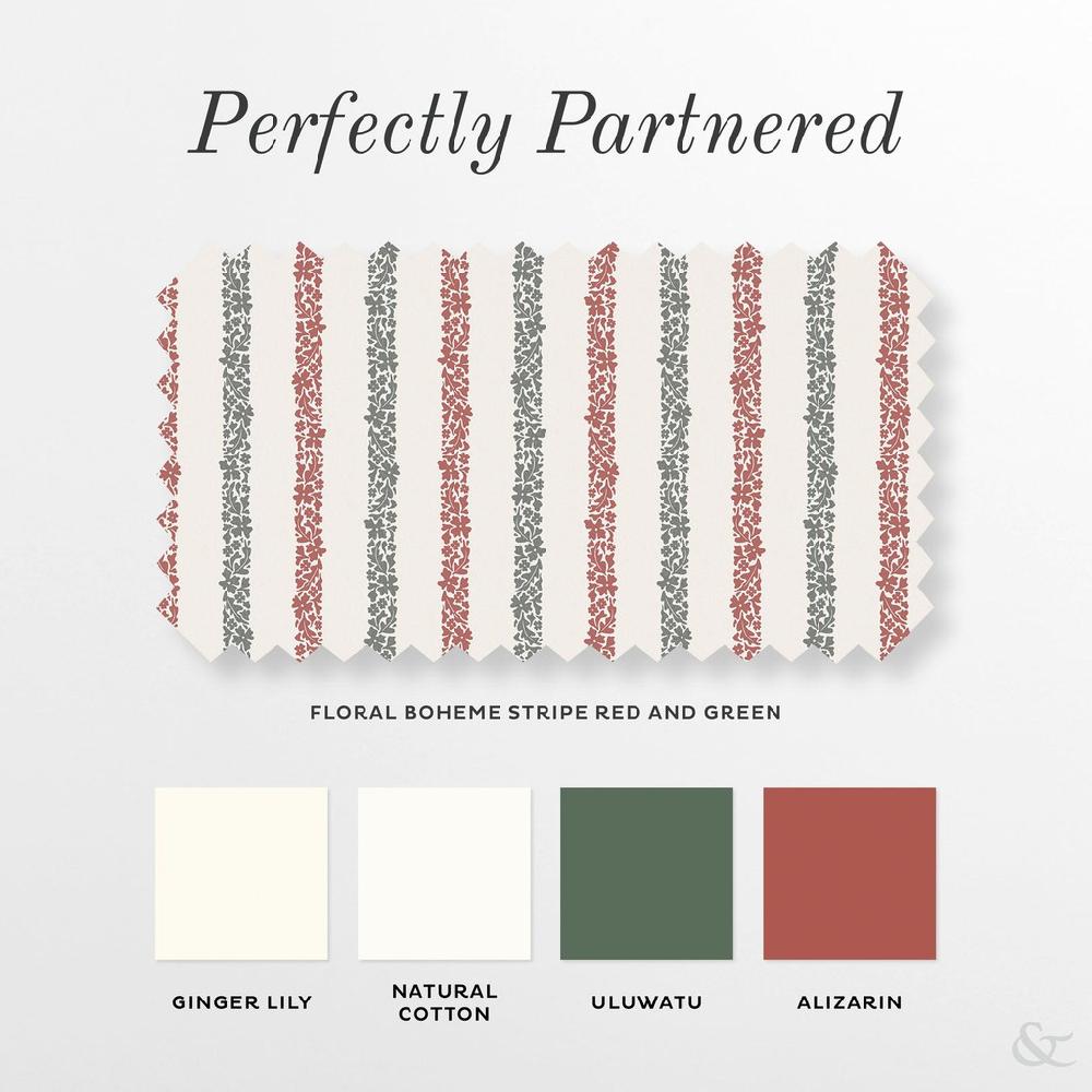 Graham & Brown Floral Boheme Stripe Red And Green Roller Blind