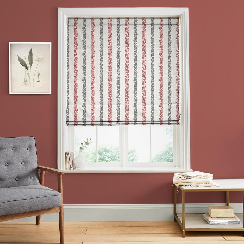 graham & brown Floral Boheme Stripe Red and Green Roman Blind