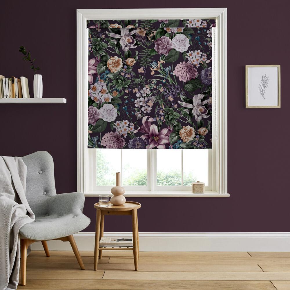 graham & brown Glasshouse Flora Amethyst Roller Shade