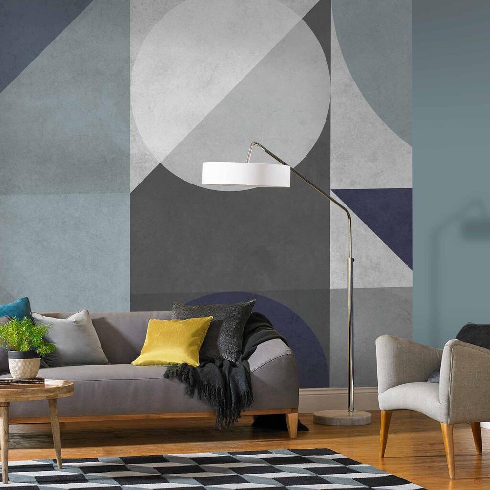 graham & brown Abstract Geo Blue & Grey Bespoke Mural