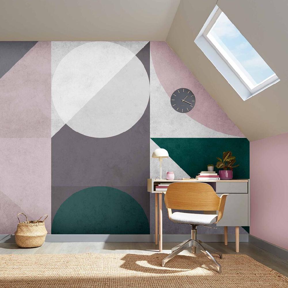 graham & brown Abstract Geo Pink & Green Bespoke Mural