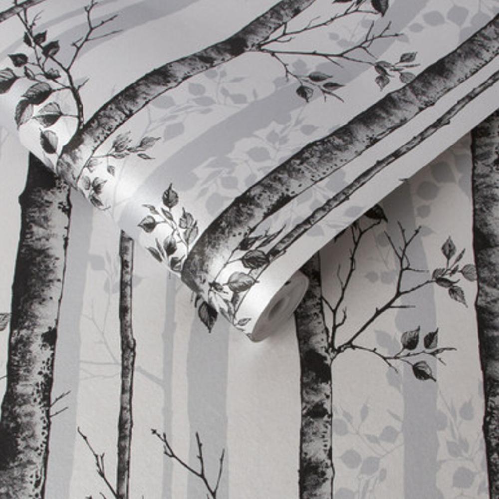 Graham & Brown Albero Black And White Wallpaper