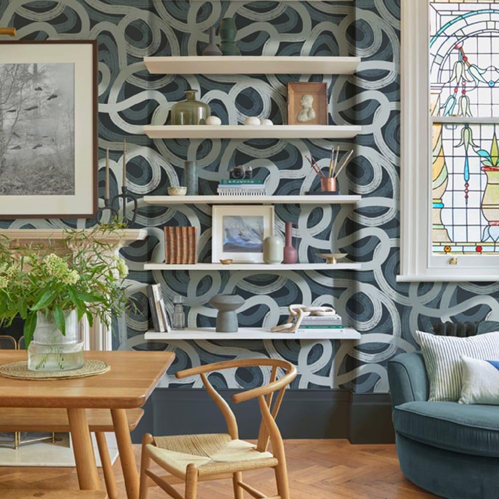 graham & brown Ambire Navy Wallpaper