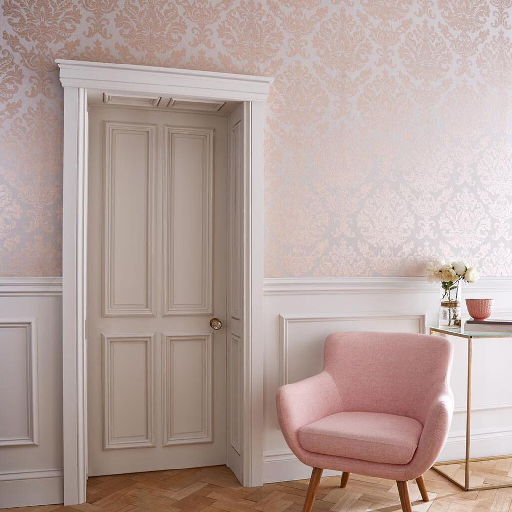 graham & brown Antique Taupe & Rose Gold Wallpaper