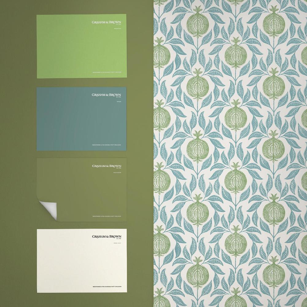 Graham & Brown Apple Of Grenada Blue & Green Wallpaper