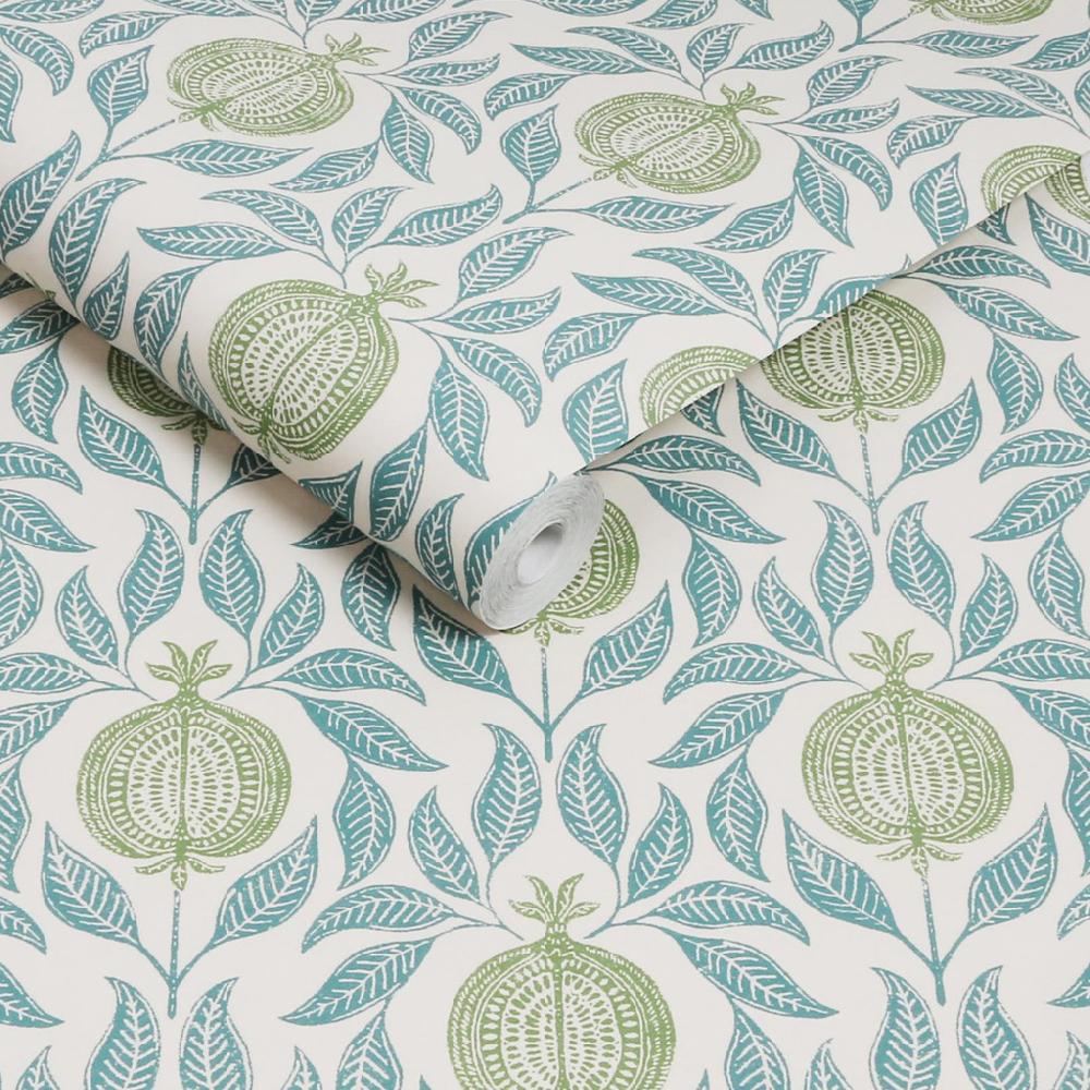 Graham & Brown Apple Of Grenada Blue & Green Wallpaper