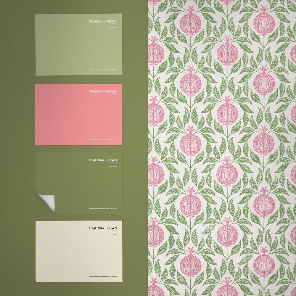 Graham & Brown Apple Of Grenada Pink & Green Wallpaper
