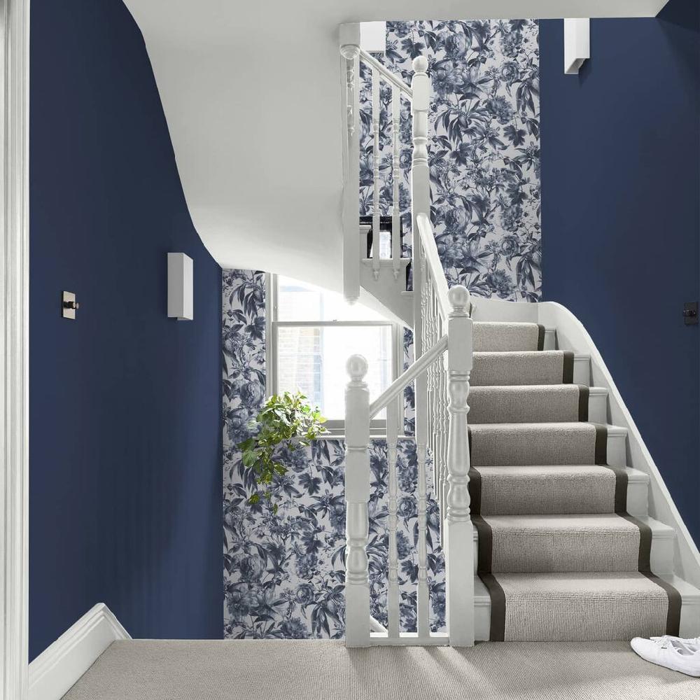 graham & brown Arcane Garden Ink Blue Wallpaper