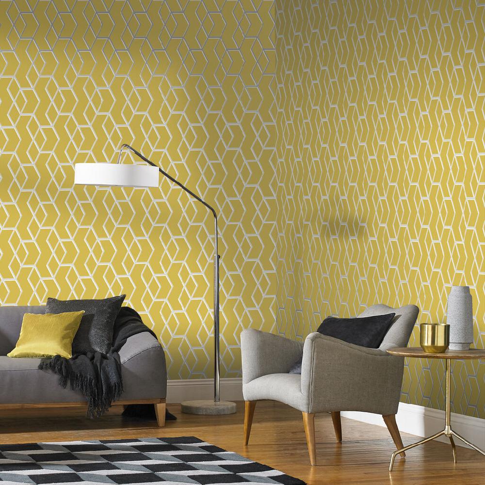 graham & brown Archetype Yellow & Silver Wallpaper
