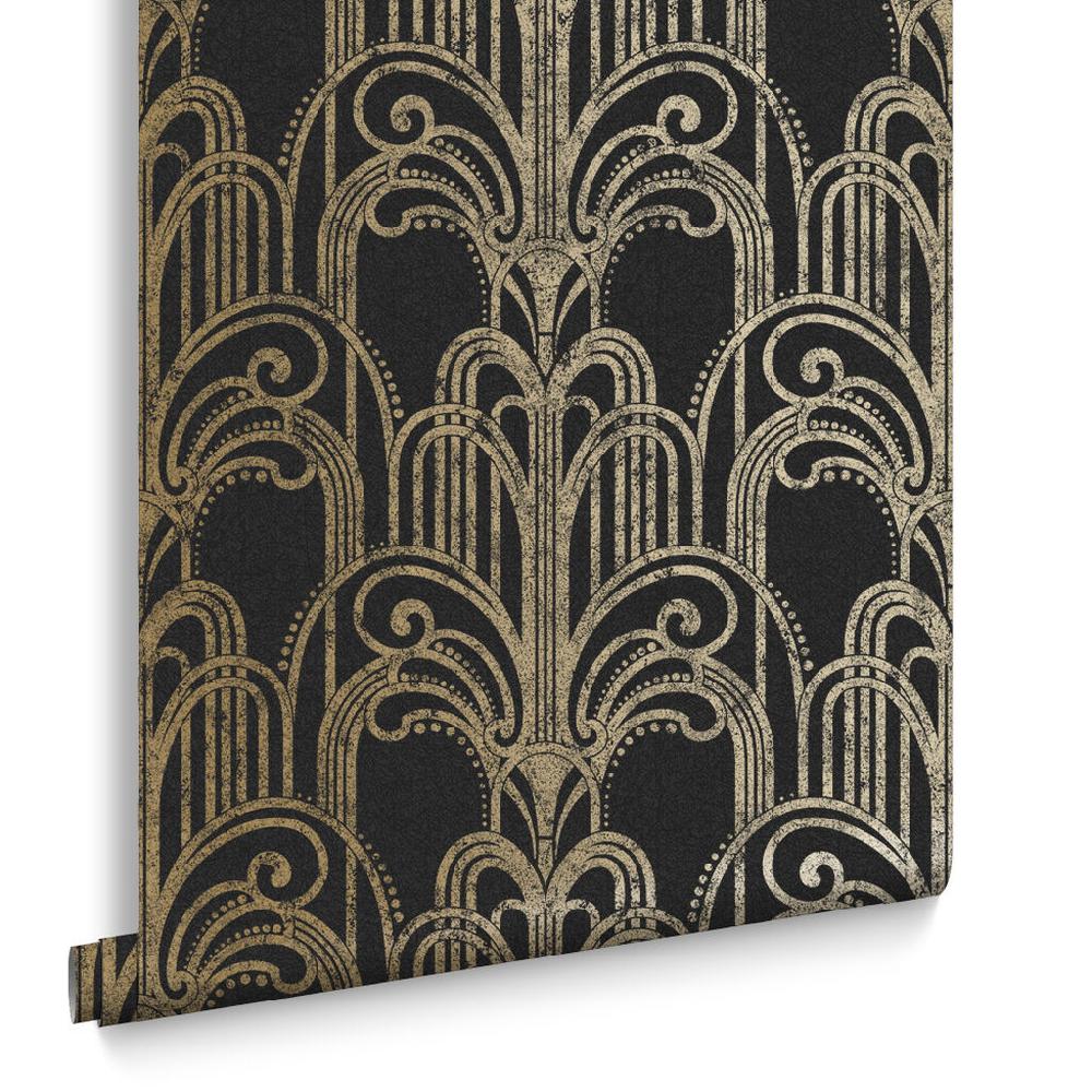 Graham & Brown Art Deco Black And Gold Wallpaper