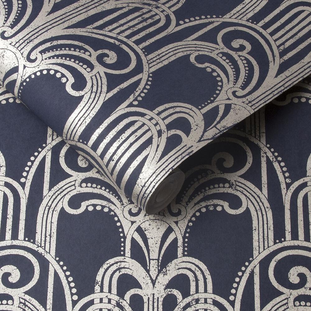 Graham & Brown Art Deco Midnight Wallpaper