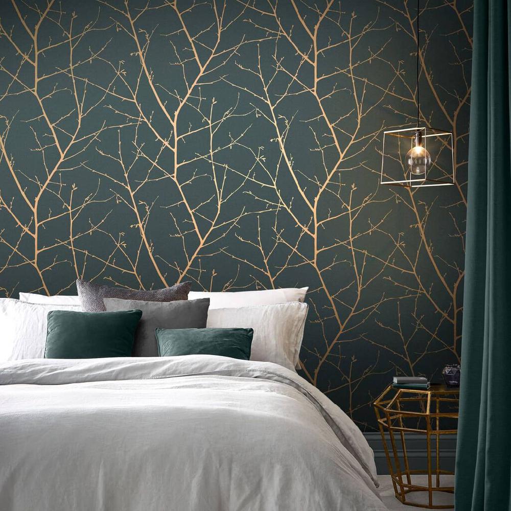graham & brown Boreas Teal & Copper Wallpaper