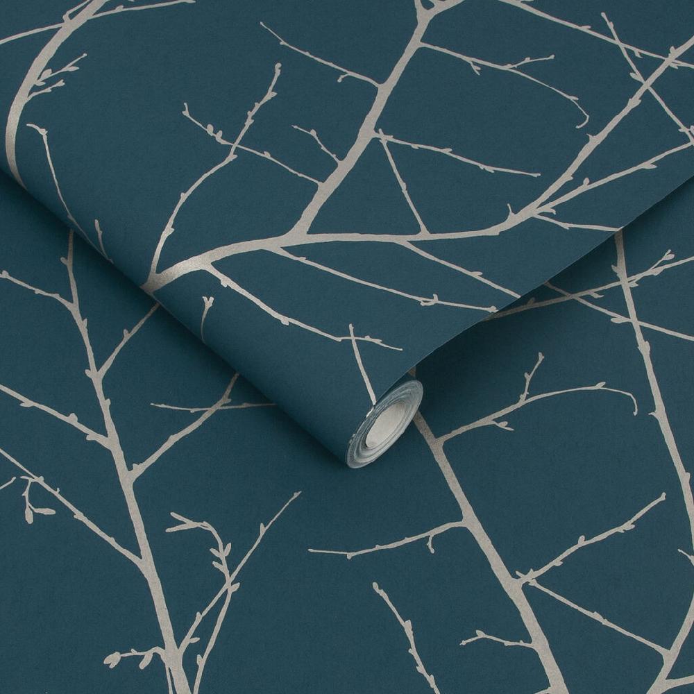 Graham & Brown Boreas Teal & Silver Wallpaper