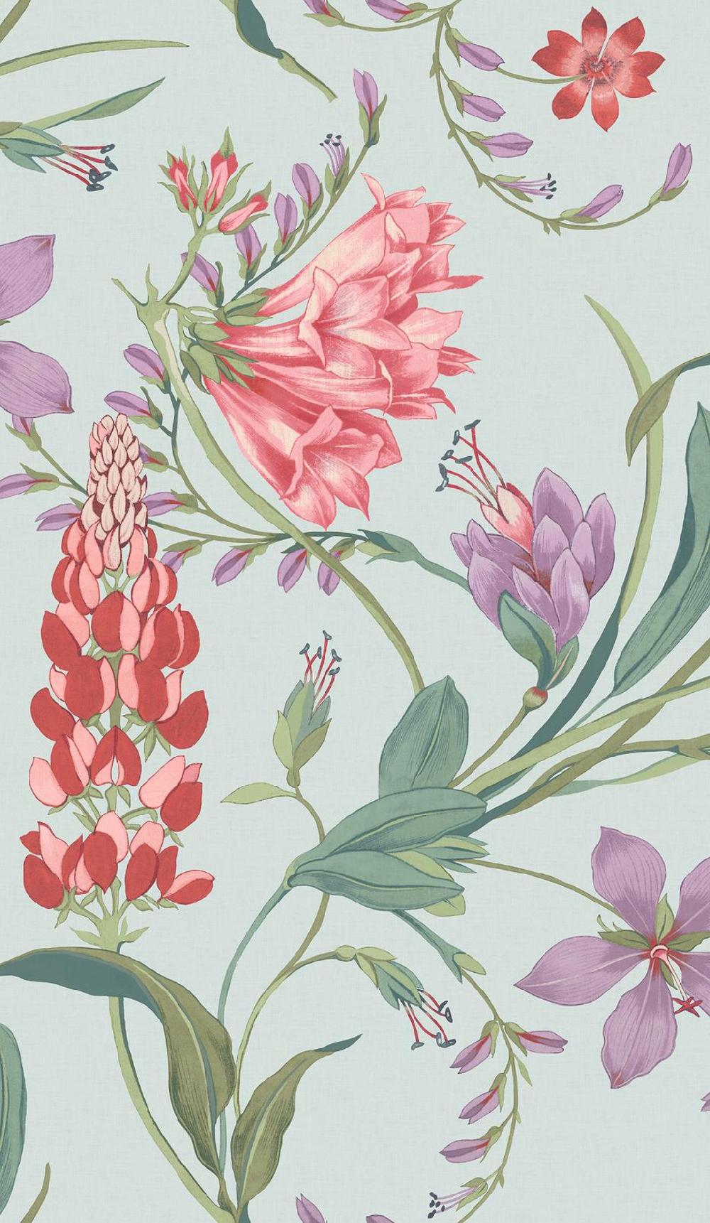 Graham & Brown Botanist's Scroll Duck Egg Wallpaper