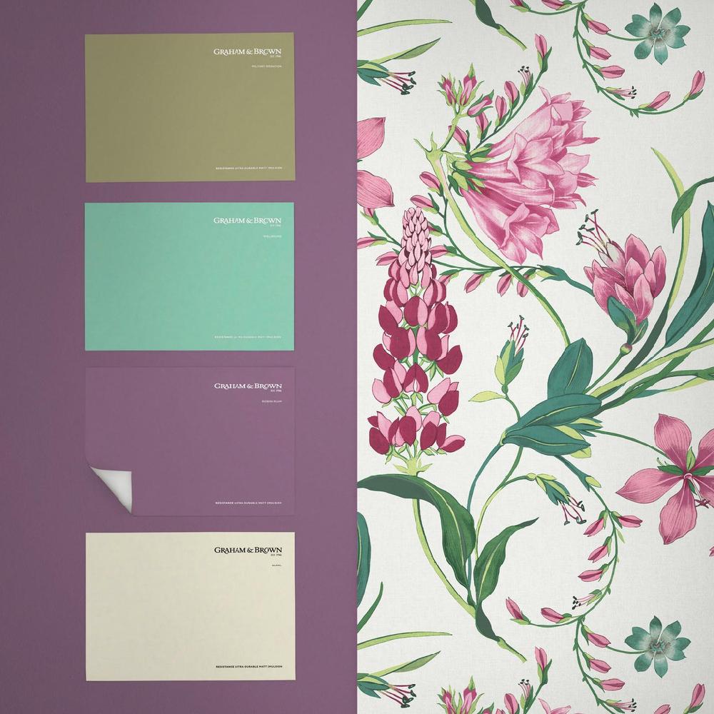 Graham & Brown Botanist's Scroll Mauve Wallpaper