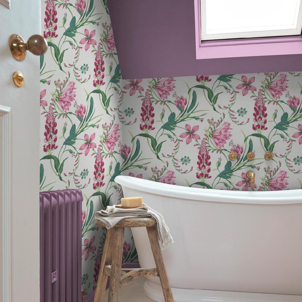 graham & brown Botanist's Scroll Mauve Wallpaper