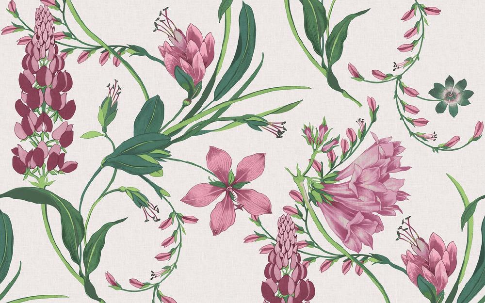 Graham & Brown Botanists Scroll Mauve Mural