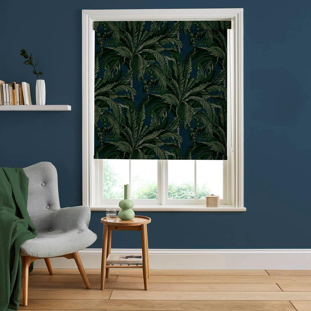graham & brown Daintree Palm Midnight Roller Shade