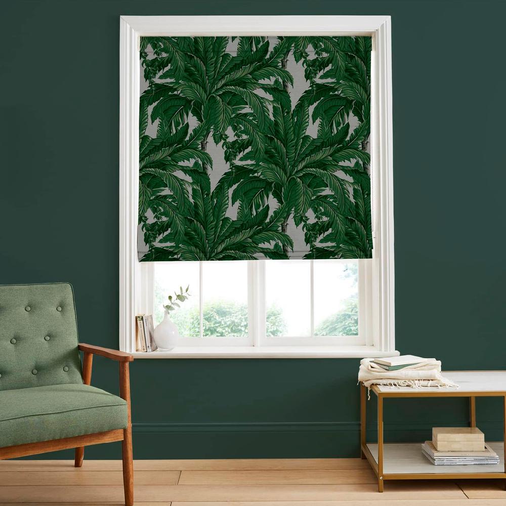 graham & brown Daintree Palm Pearl Roman Shade