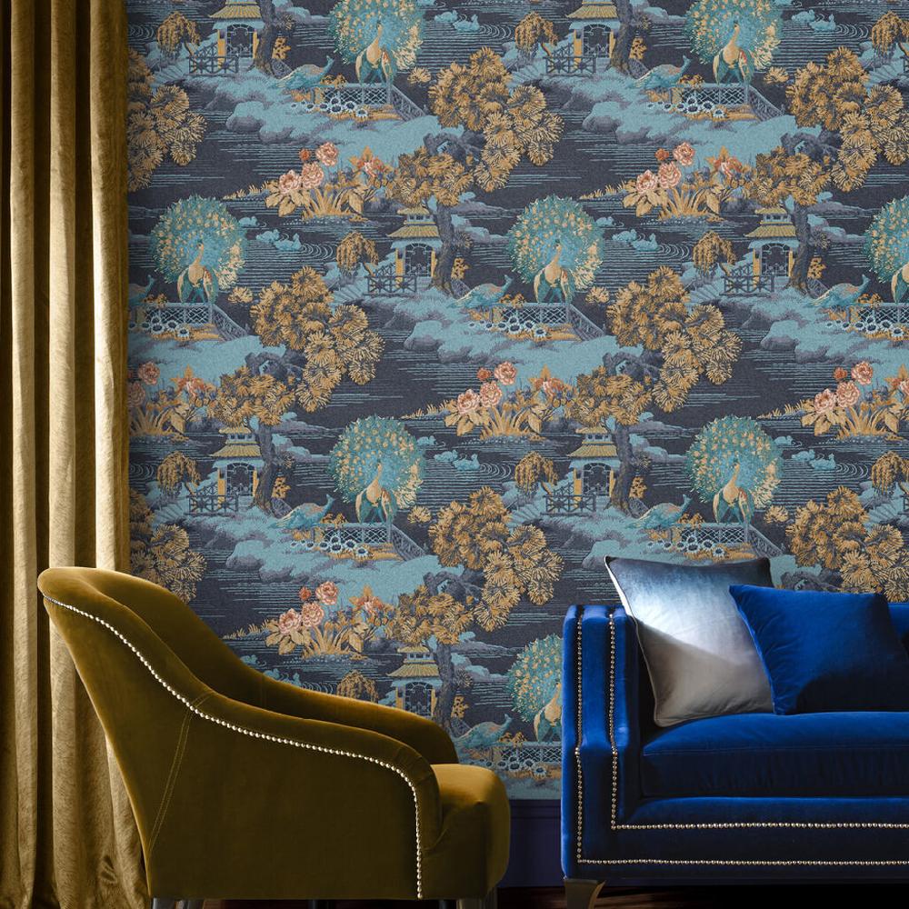graham & brown Edo Toile Navy Wallpaper