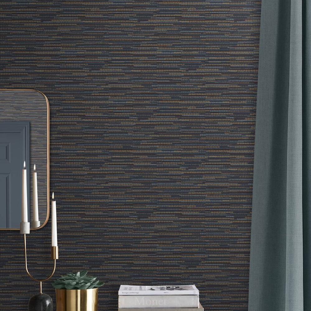 graham & brown Empress Grasscloth Navy Wallpaper