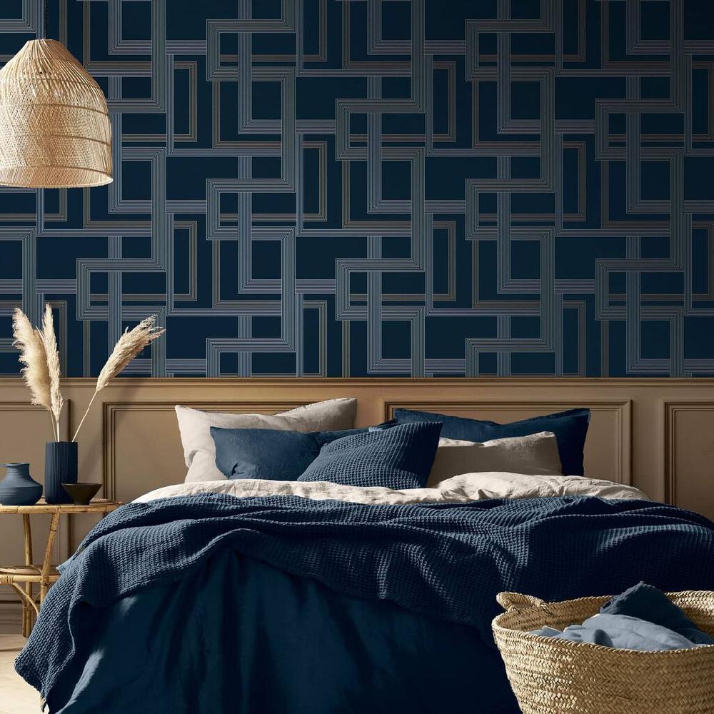 graham & brown Entwine Navy Wallpaper