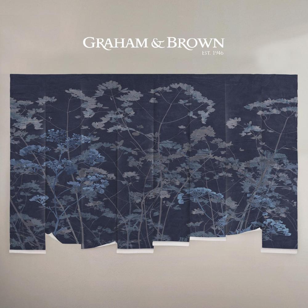 Graham & Brown Flower Press Indigo Bespoke Mural
