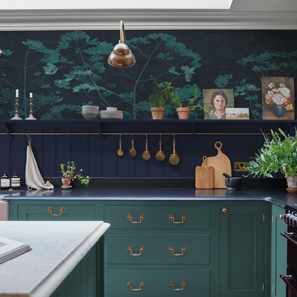 Graham & Brown Flower Press Teal Mural