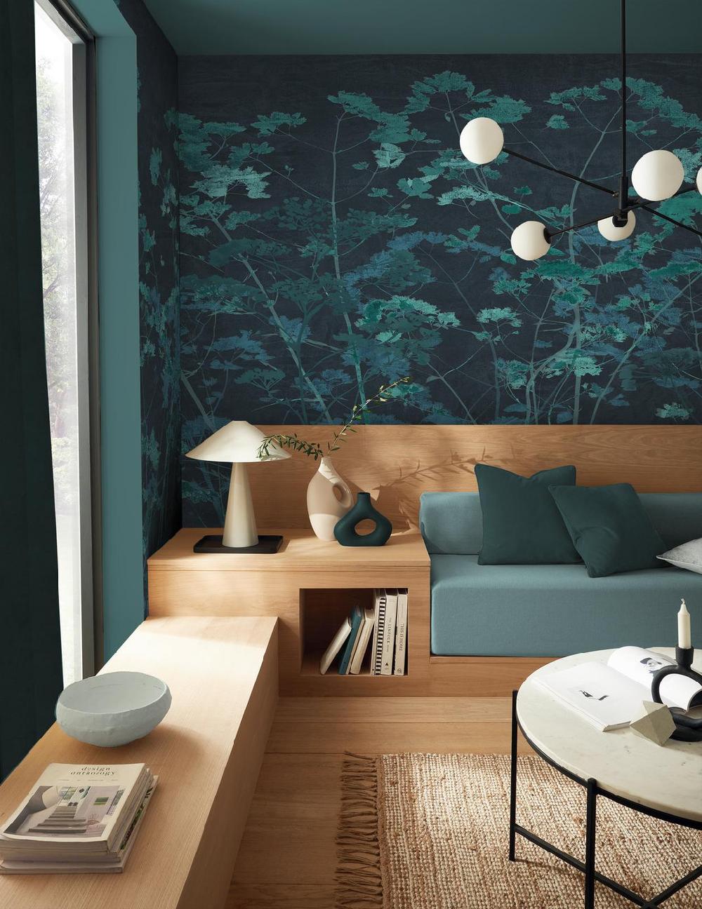 Graham & Brown Flower Press Teal Mural