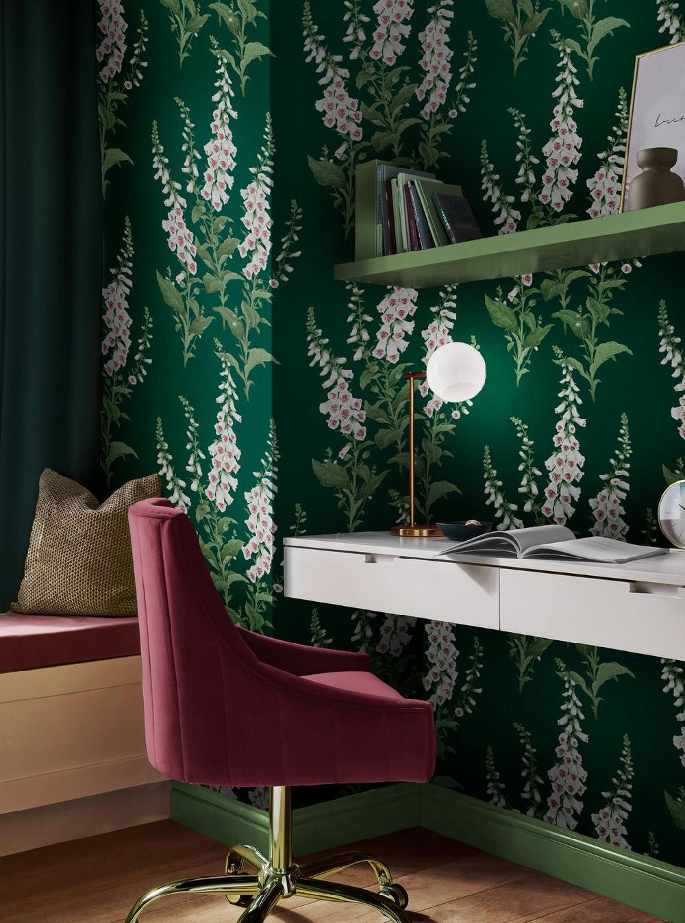 graham & brown Foxglove Emerald Wallpaper