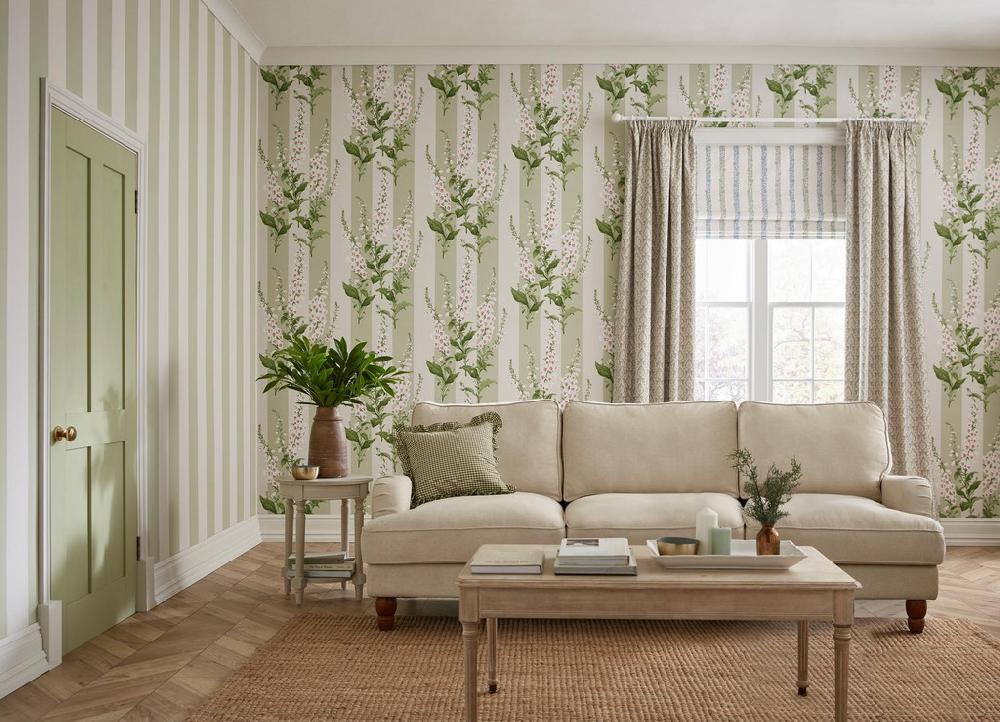 graham & brown Foxglove Stripe Sage Wallpaper