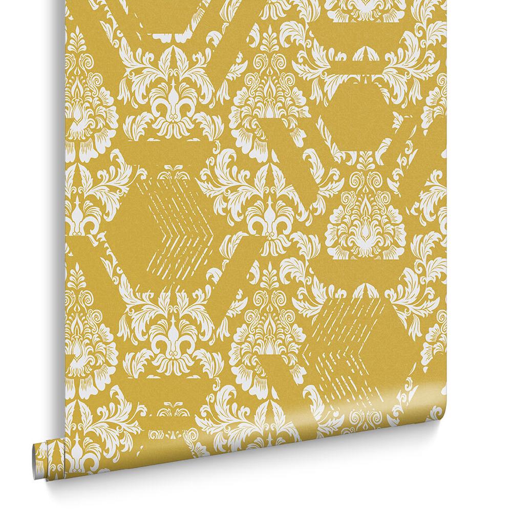 Graham & Brown Geo Damask Yellow Wallpaper