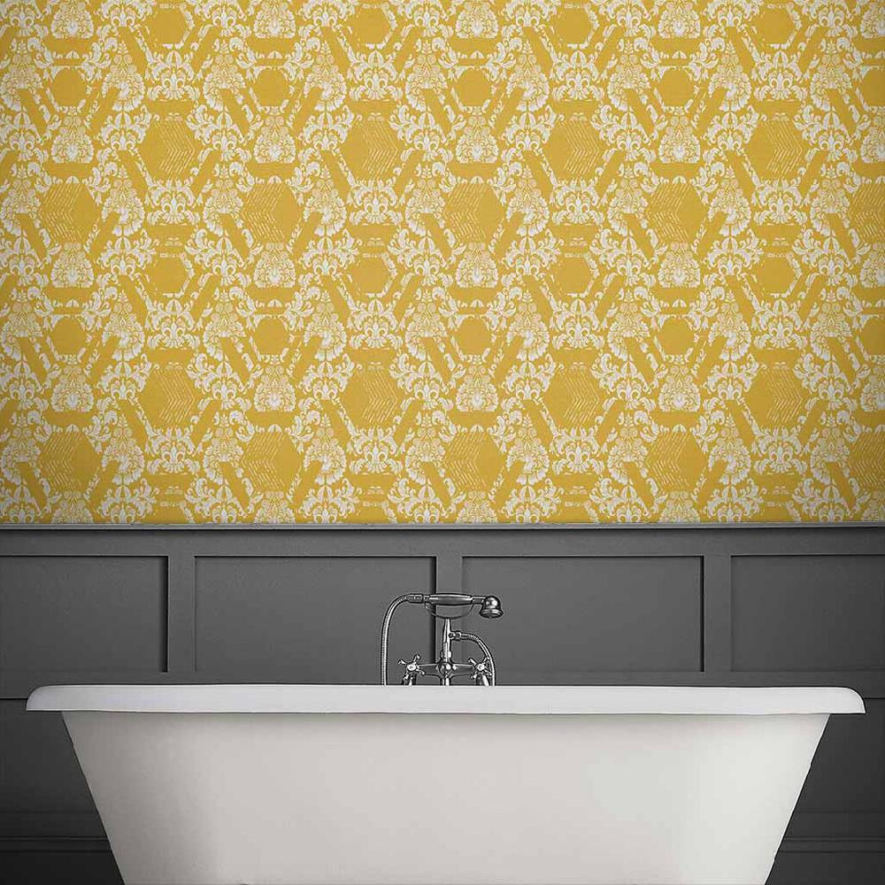 graham & brown Geo Damask Yellow Wallpaper