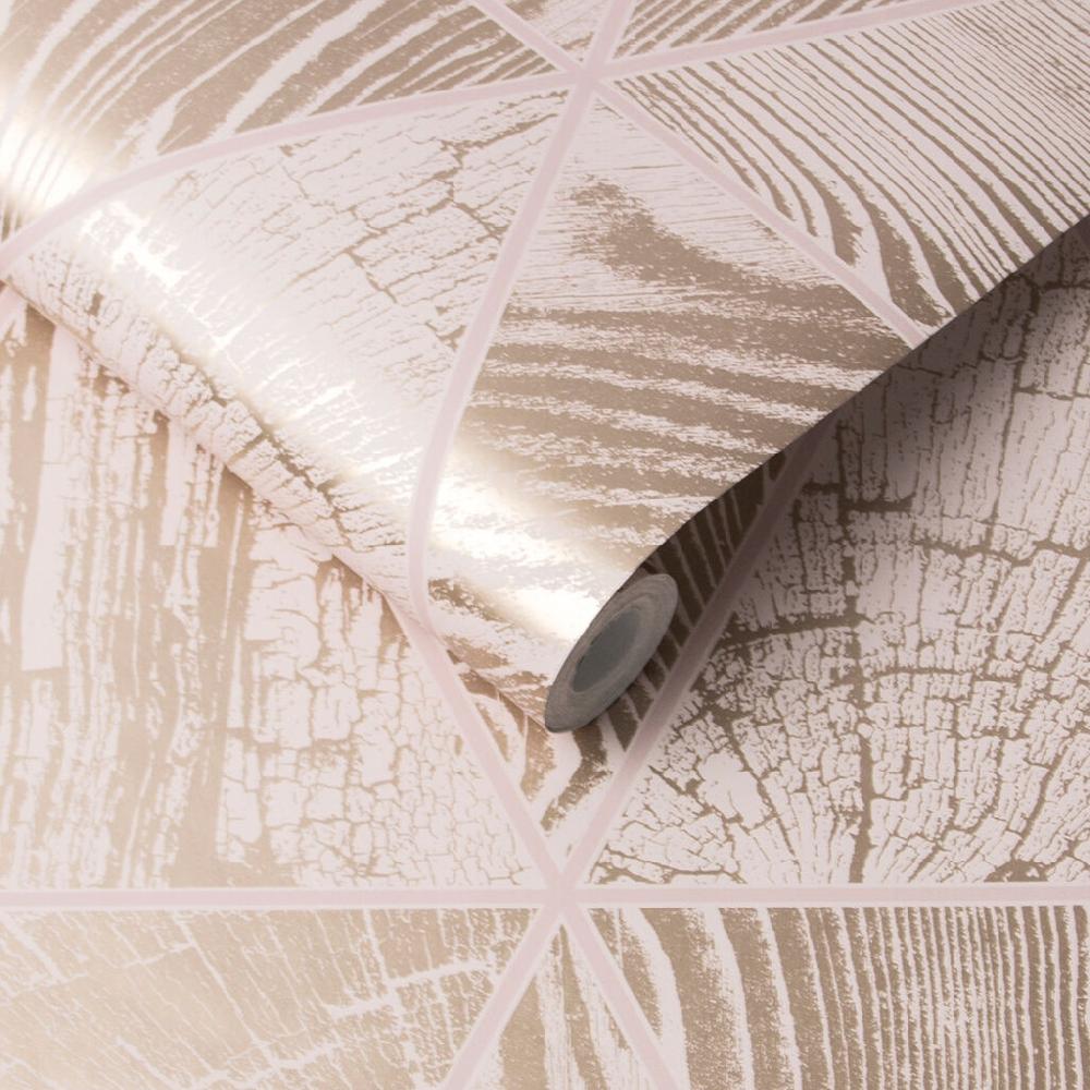 Graham & Brown Geo Grain Blush & Rose Gold Wallpaper