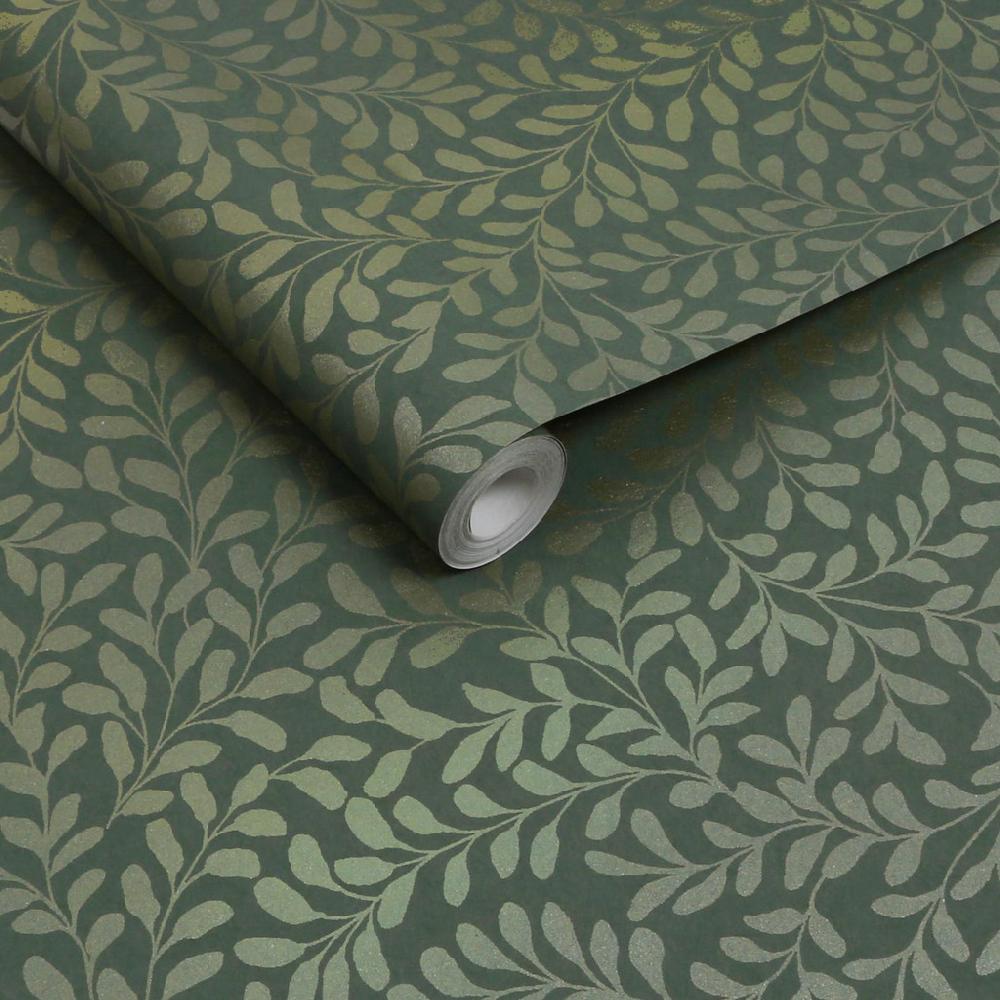 Graham & Brown Gilded Leaf Olive Wallpaper