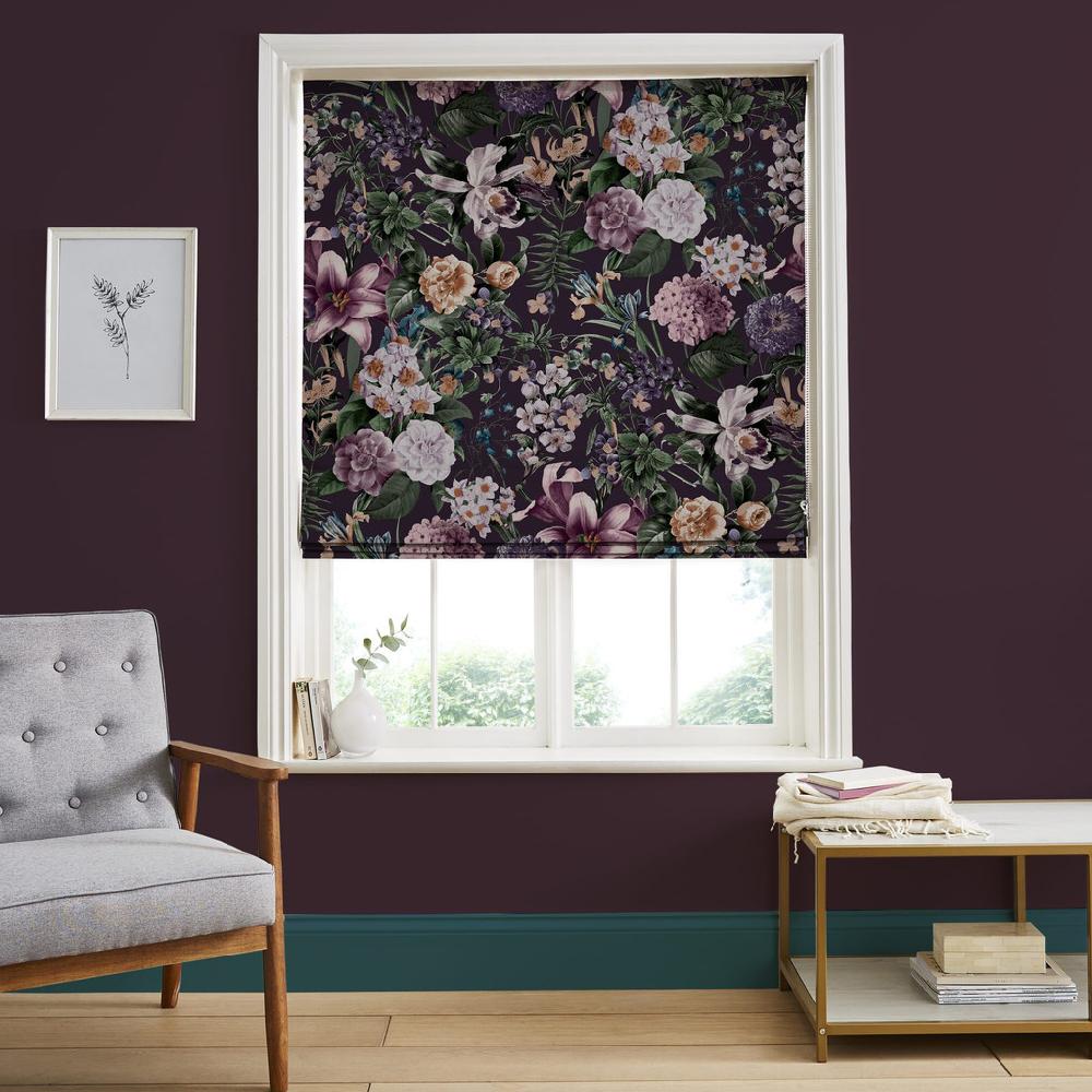 graham & brown Glasshouse Flora Amethyst Roman Shade