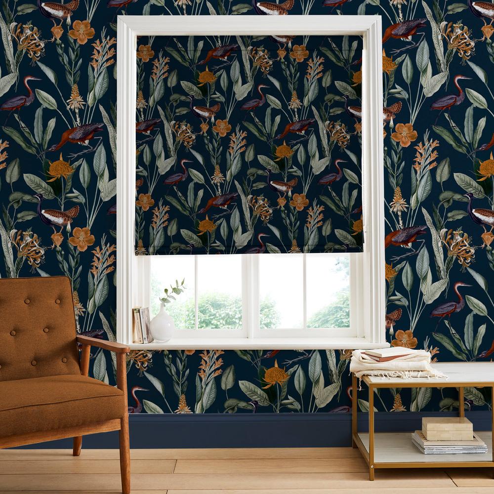 graham & brown Glasshouse Navy Roman Shade