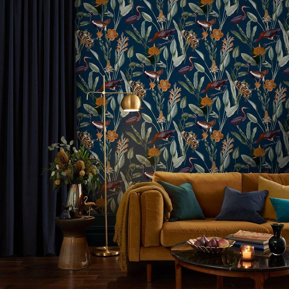 graham & brown Glasshouse Navy Wallpaper