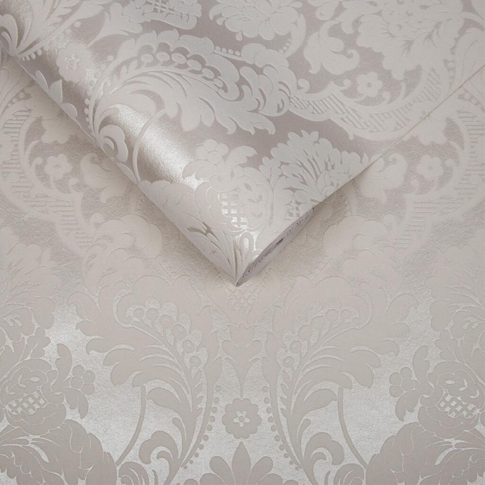 Graham & Brown Gothic Damask Flock White Wallpaper