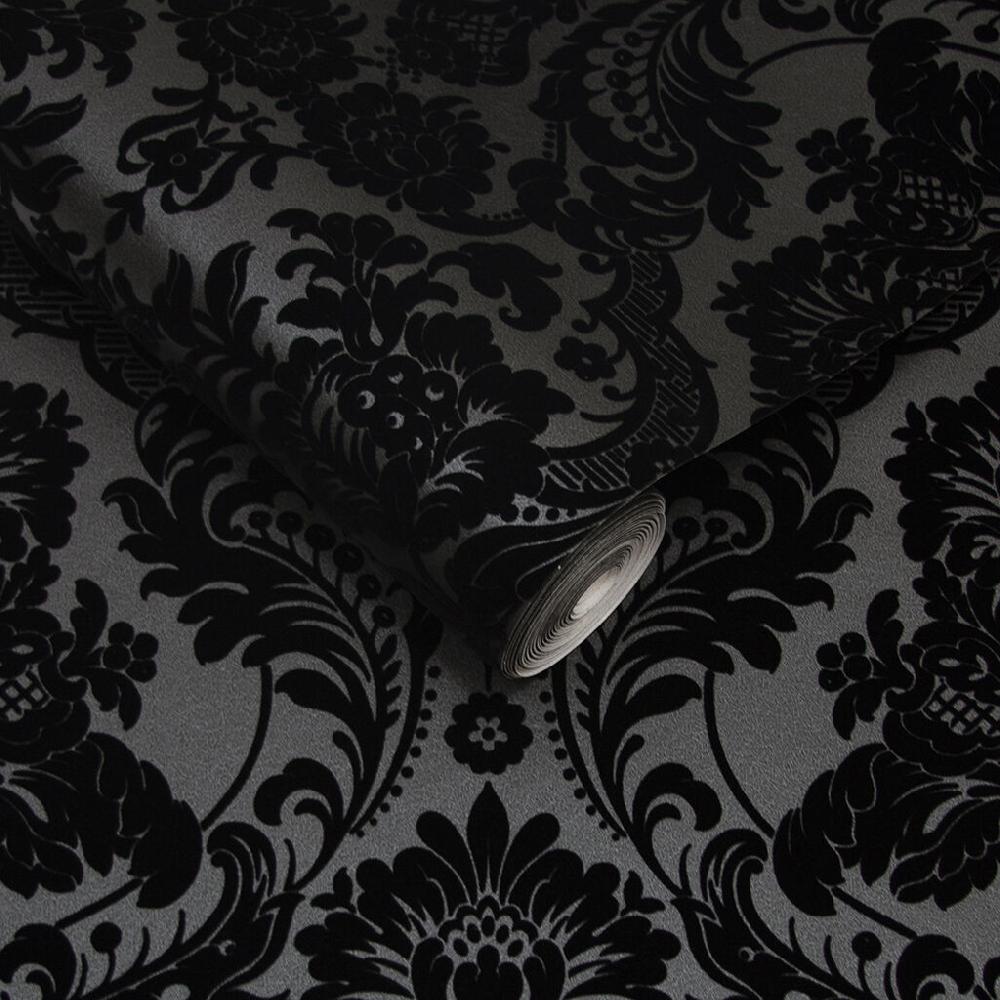Graham & Brown Gothic Damask Noir Wallpaper