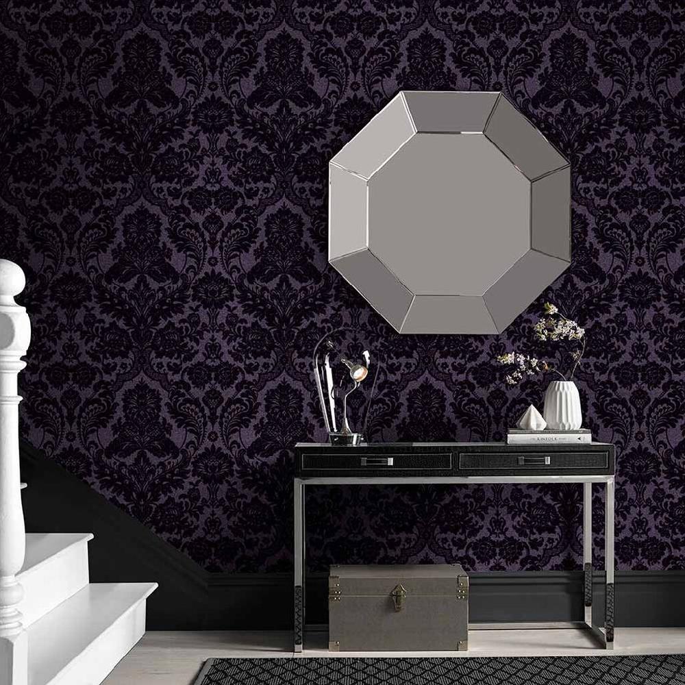 graham & brown Gothic Damask Plum Wallpaper